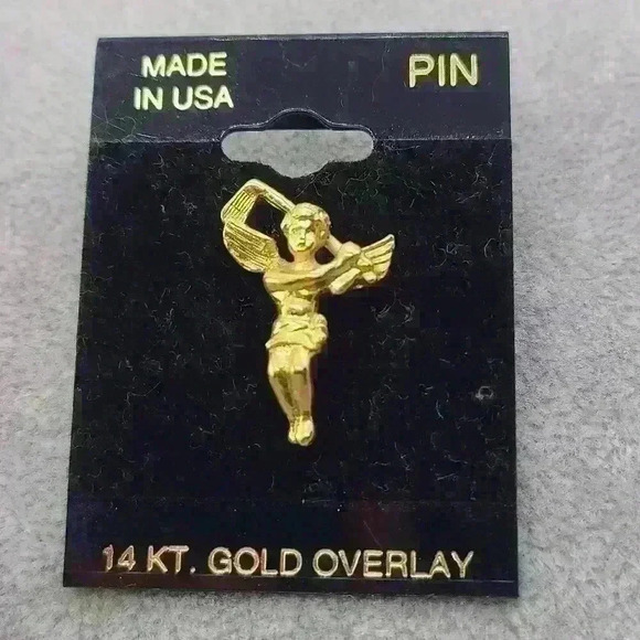 14KT Gold Overlay Angel pin vintage pin - Picture 1 of 8